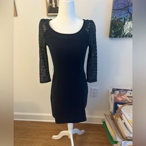 Bordeaux Navy Blue Long Sleeve Lace Dress